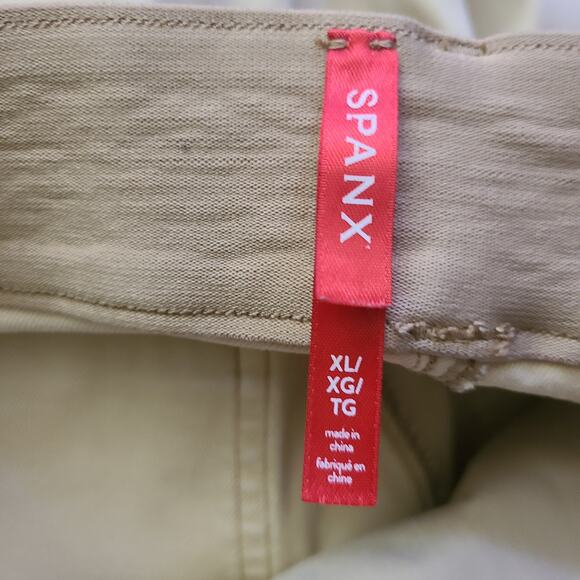 Spanx Cream Wide Leg Chino Pants XL Pull-On Stretch Front & Back Pockets - Picture 2 of 8